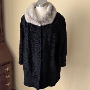 Vintage lamb and mink collar Zinman fur coat